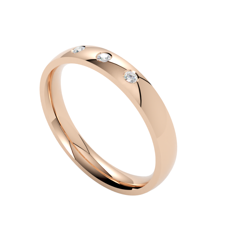 Obrączka ślubna z różowego złota z brylantami